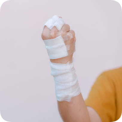 Bandages on arm